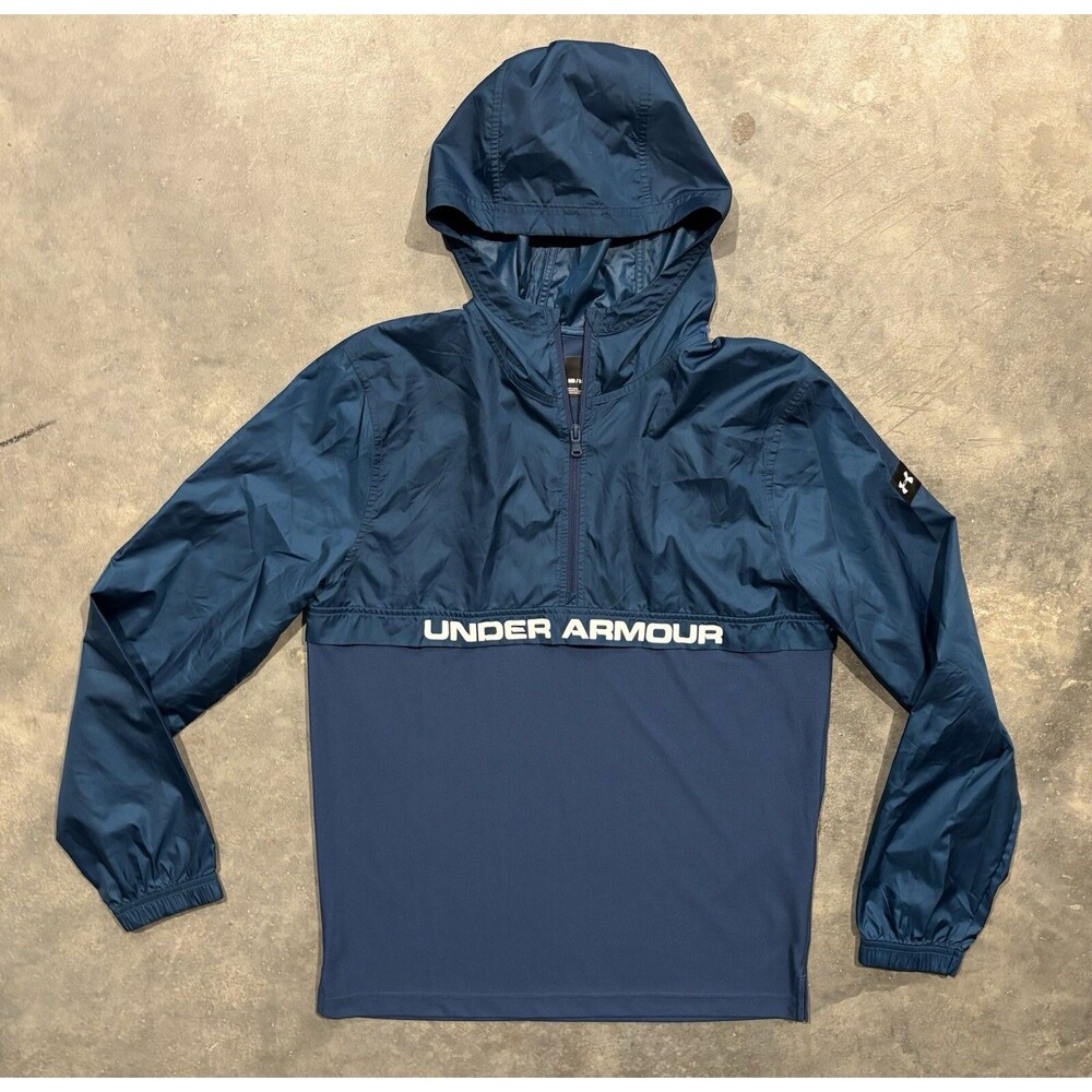 Under Armour Mens Medium Training Pullover 1/4 Zip Hooded Jacket Teal Blue Green